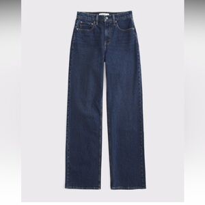 Abercrombie High Rise 90s Relaxed Jean Dark Wash Stretch Wide Leg Loose Fit 27